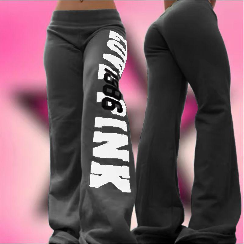 European And American-style Letter-printed Straight-leg Sweatpants