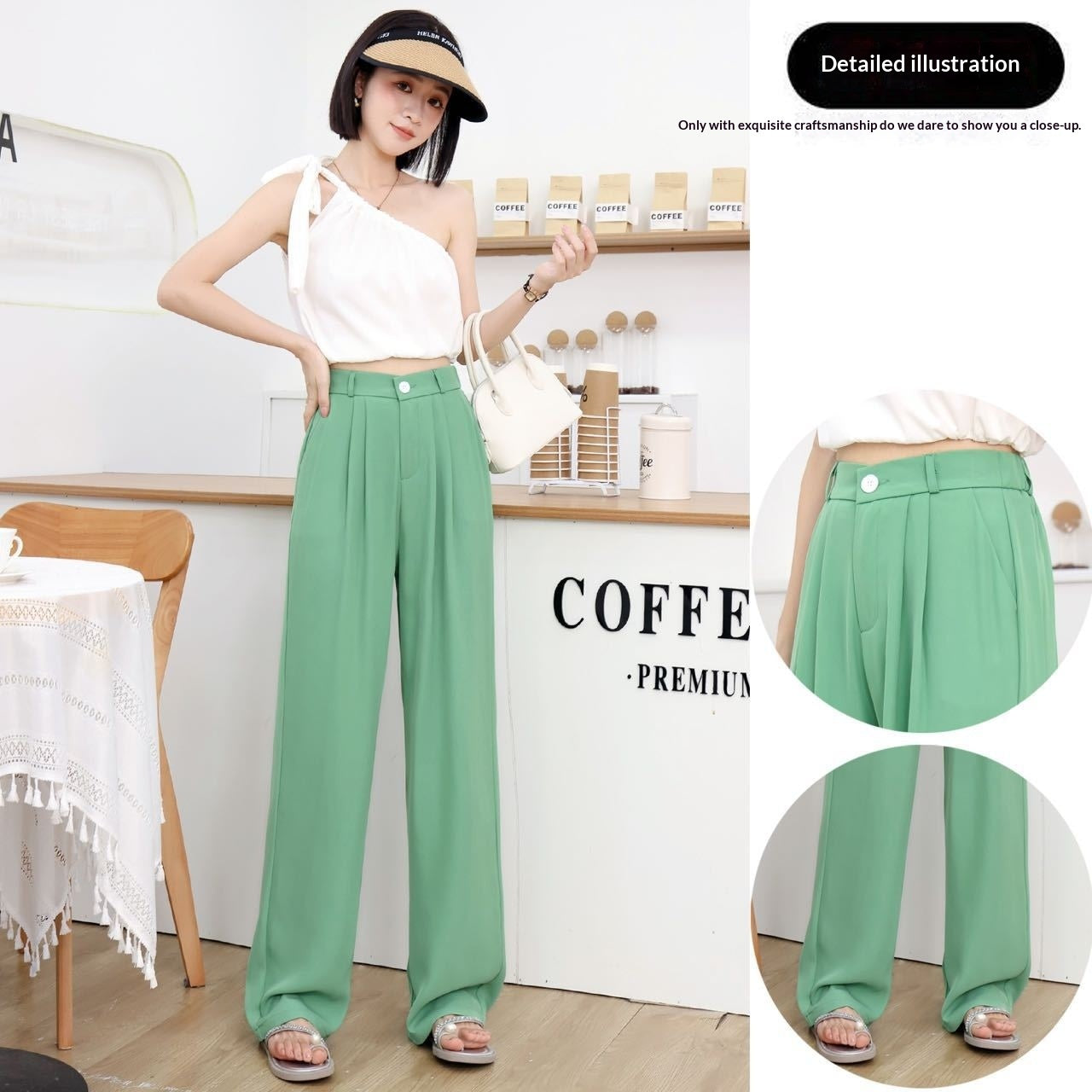 Women's Lightweight High-waisted Loose-fit Ice-silk Wide-leg Pants