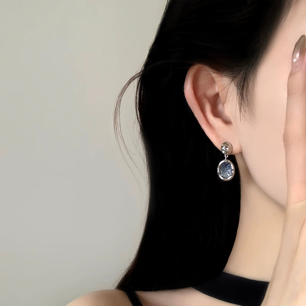 Irregular Blue Starry Sky Pendant Earrings