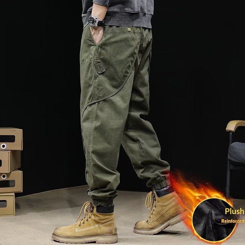 Mens Fleece-Lined Workwear Jogger Pants In Plus Sizes For A Relaxed