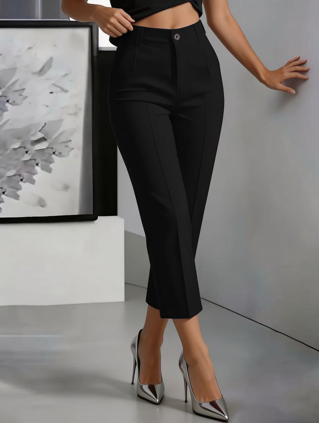 Women's High-Waisted Drapey Straight-Leg Pants