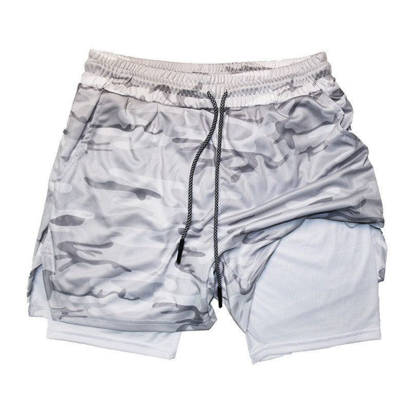 Men's Double-Layer Quick-Drying Breathable Sports Shorts With Pockets