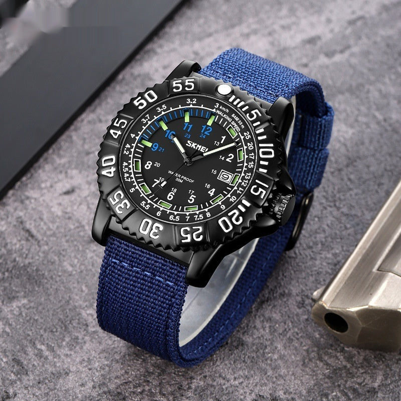 Personalized Calendar Mens Luminous Quartz Watch With A Casual Nylon Strap