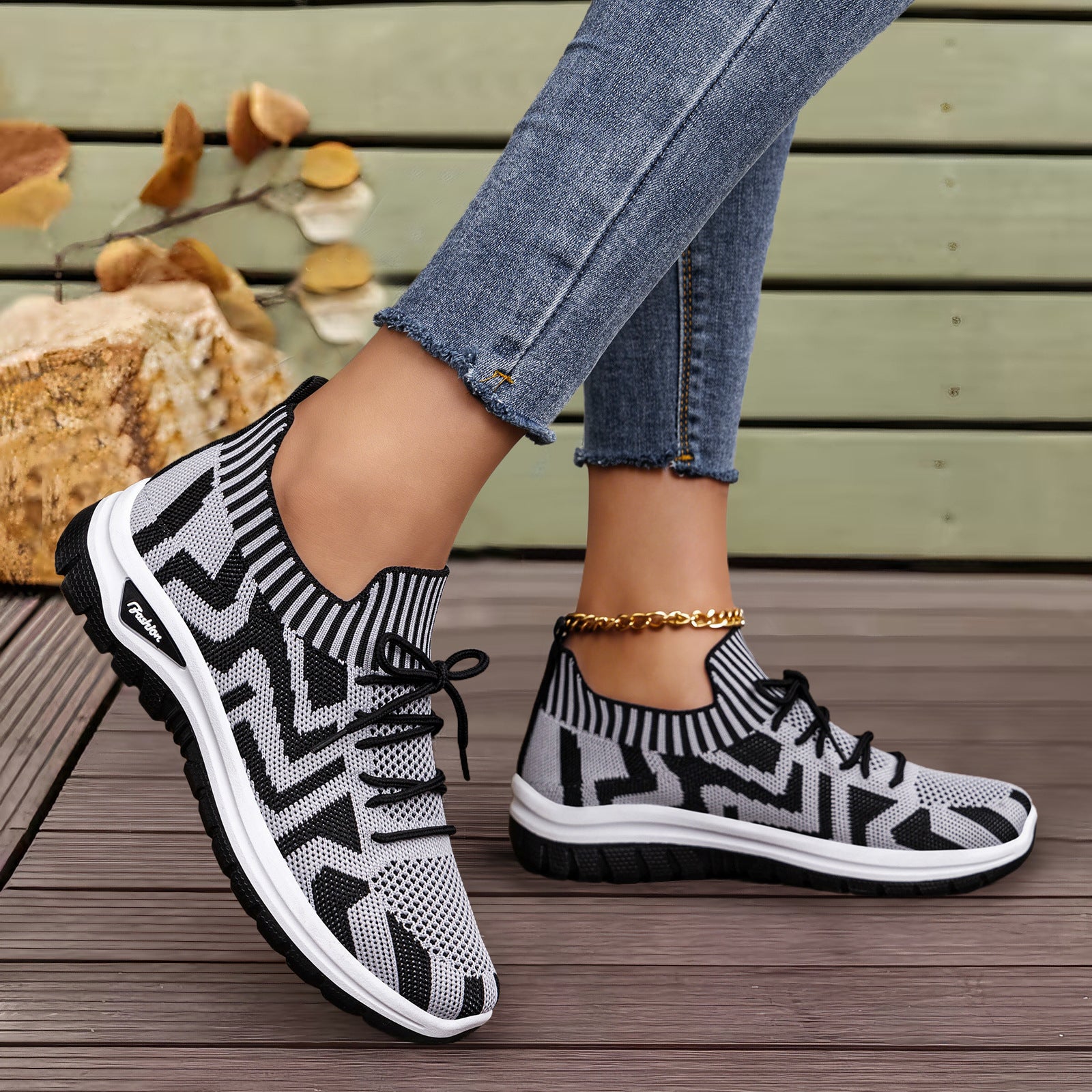 Breathable, Comfortable, Sporty, Color-block Casual Shoes