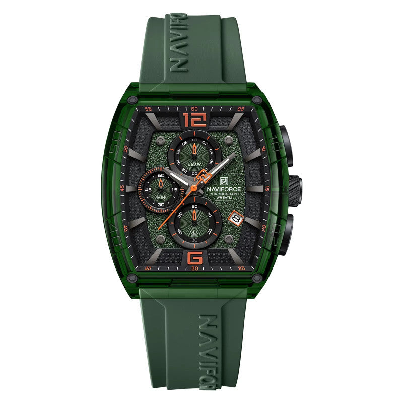 Mens Quartz Watch Barrel-Shaped Silicone Strap Luminous Water-Resistant Sports Watch