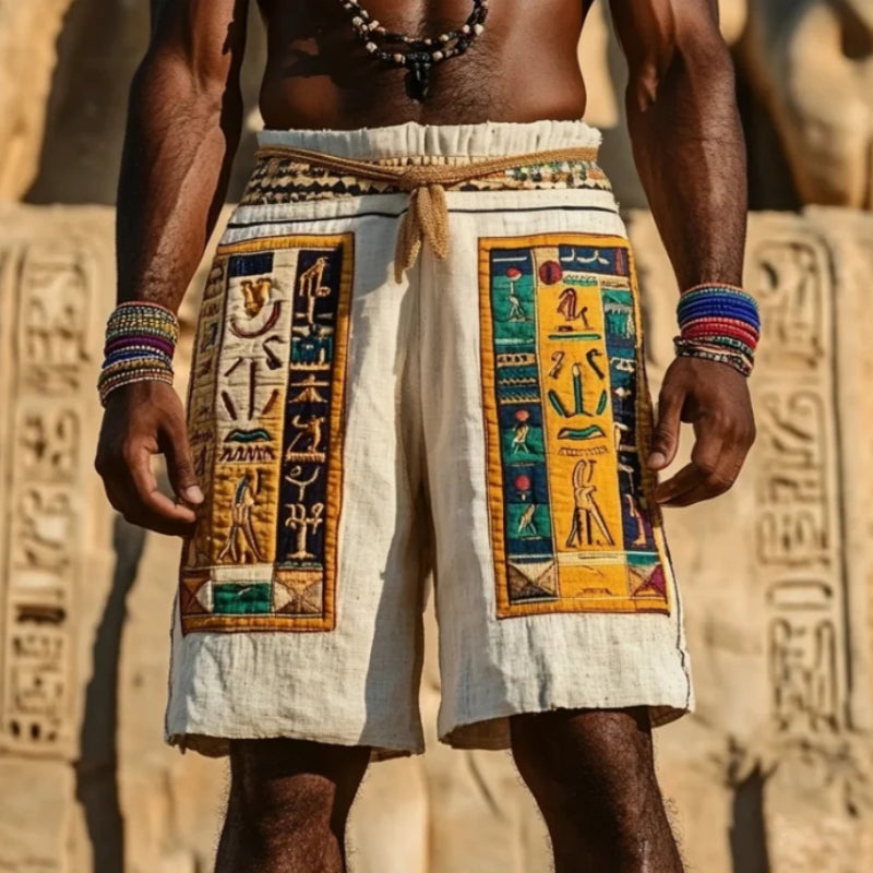 Men's Ancient Egyptian Inspired Linen Casual Shorts