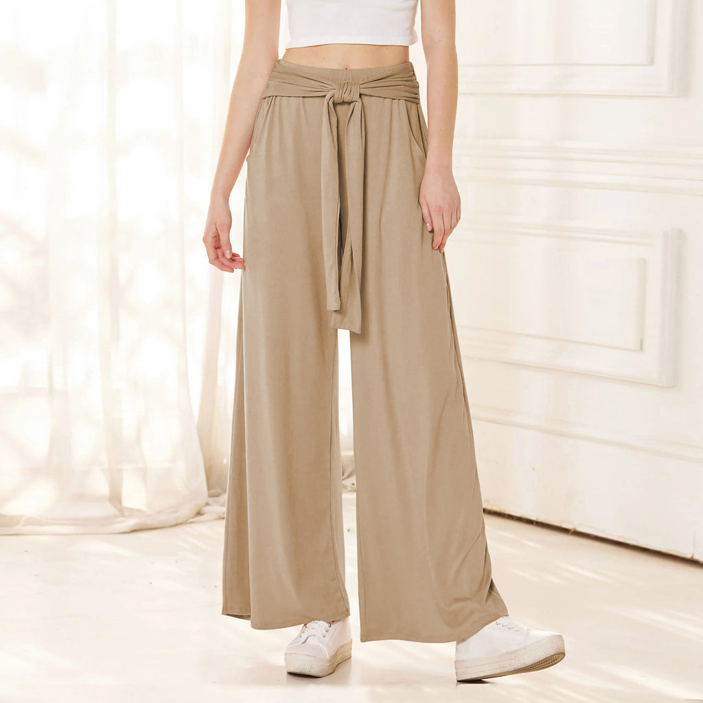 Women's Draped Lace-Up Wide Leg Pants  Soft Comfortable Casual Yoga Trousers For Autumn Winter
