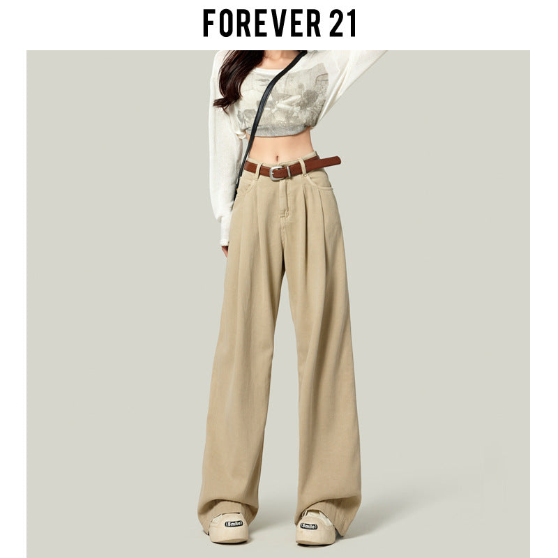 Coffee-colored Wide-leg Casual Jeans For Women