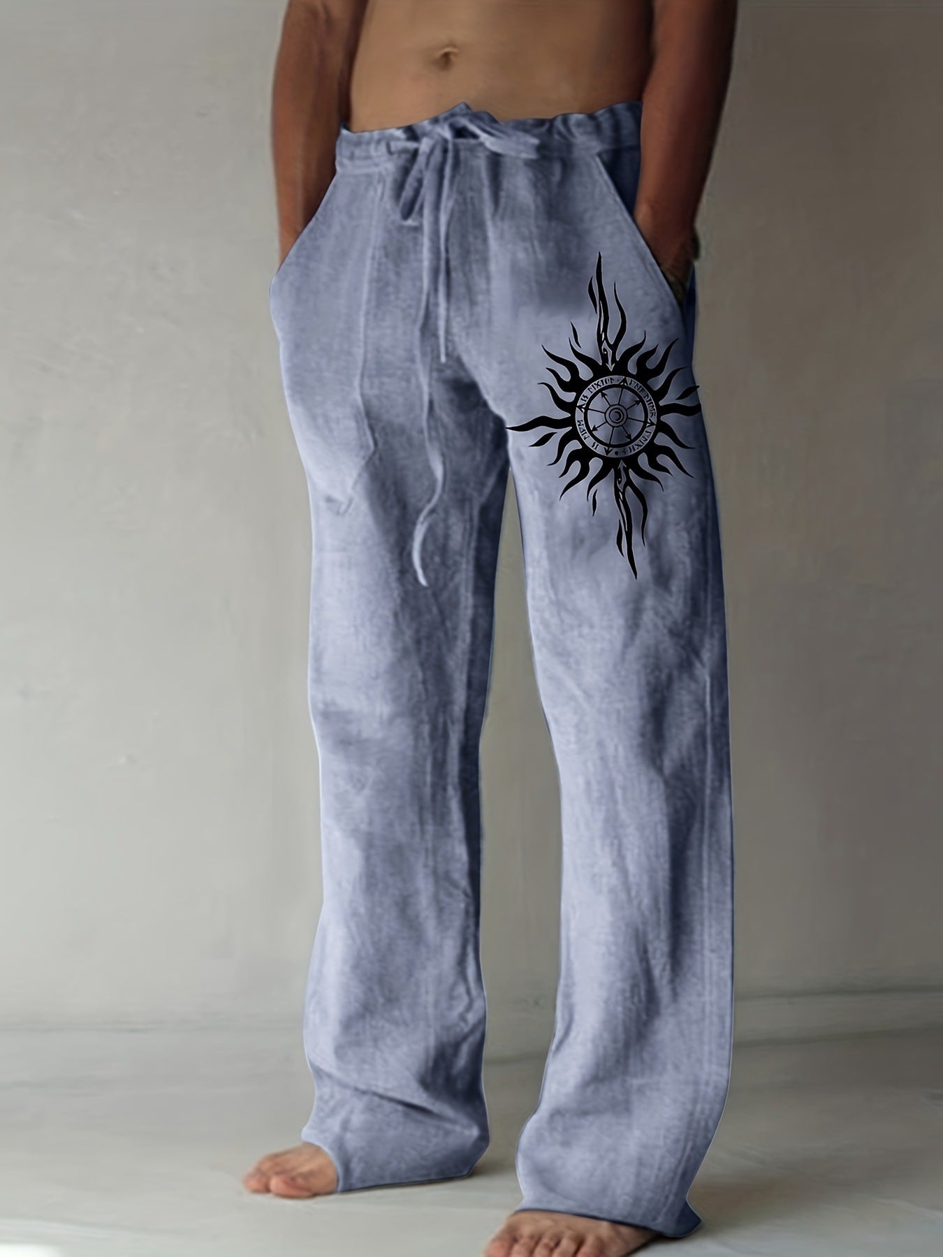 Comfortable Everyday Loose-Fit Mens Wide-Leg Trousers
