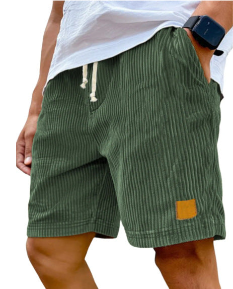 Vintage Embroidered Corduroy Fashion Lace-up Casual Shorts