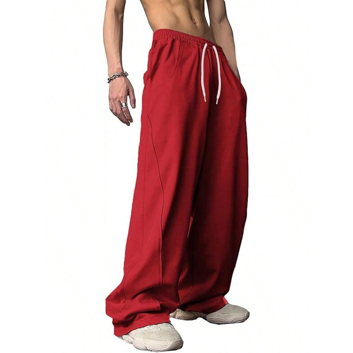 Loose High-street Designer-style Straight-leg Long Pants