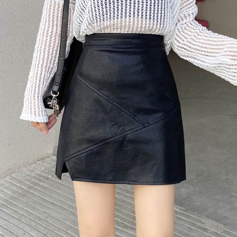 Women's Thin Bag Hip A-line Short Skirt Autumn High Waist Split Skirt