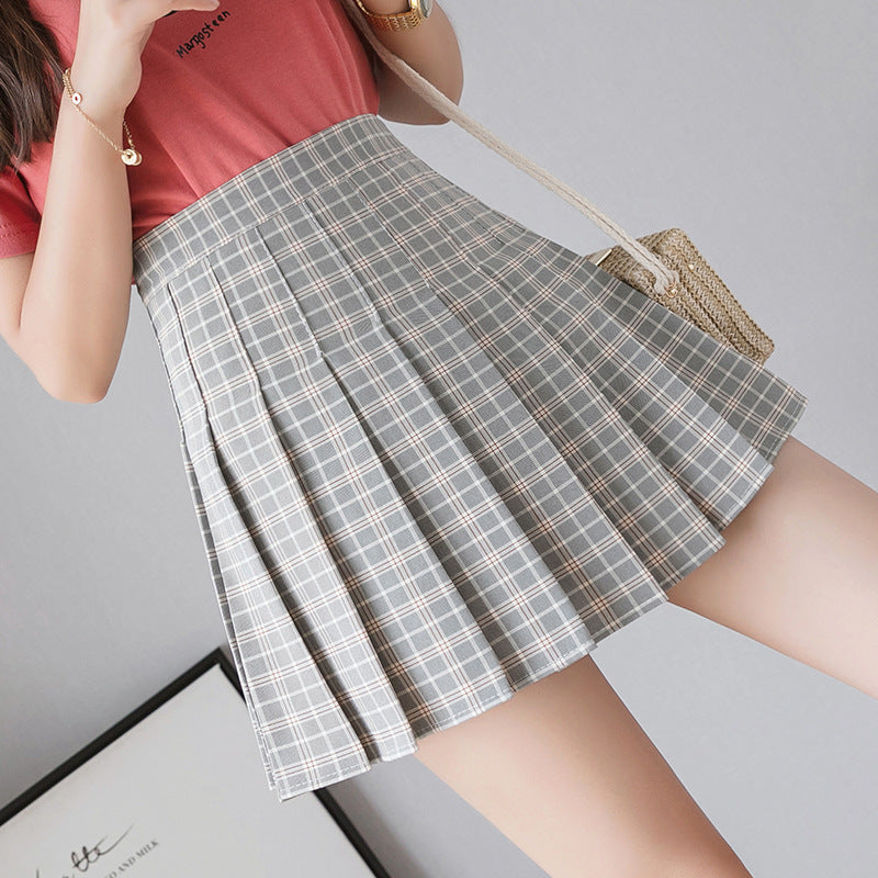 Green Check Print Skirt