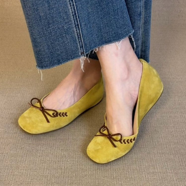 French Style Bow Mary Jane Shoes For Women, Hidden Wedge Heel, Gentle Style Loafers, Square Round Toe, Low-Cut Flats