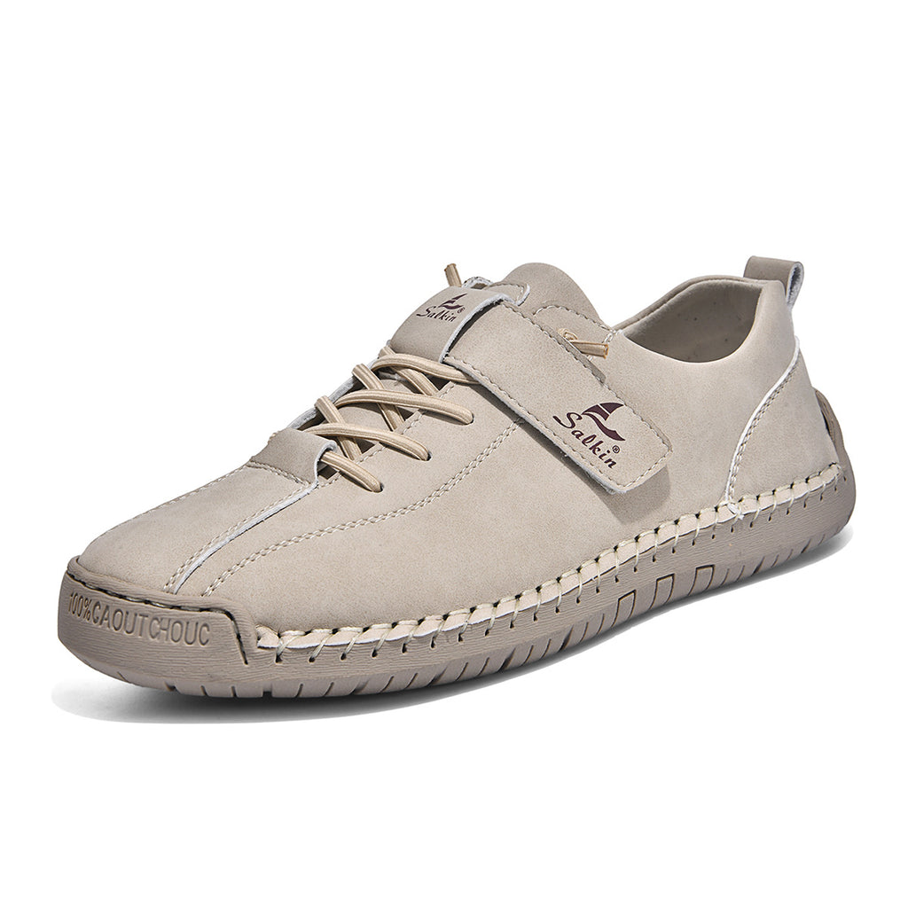 Large-size Mens Short Boots With Hand-stitched Detailing