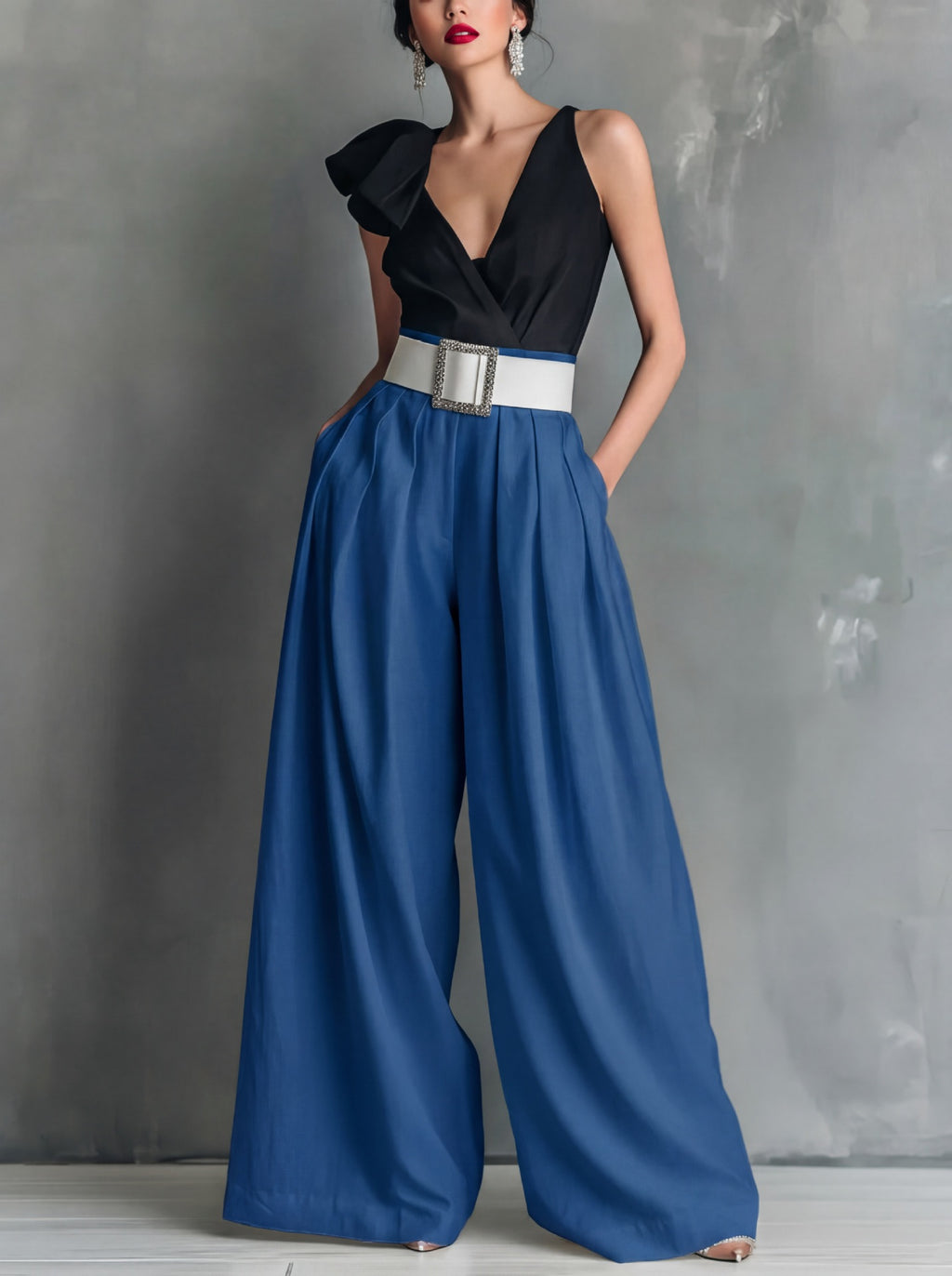 Fashionable Versatile High-waisted Loose-fitting Solid-color Casual Pants