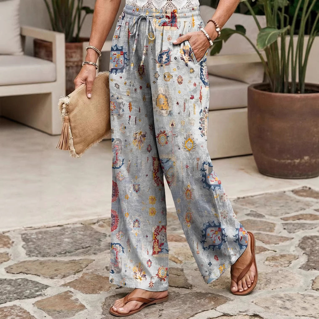 Best-Selling Loose Casual Fashionable Wide-Leg Pants With Digital Print