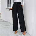 Casual High-Waist Workwear Pants Loose-Fit Black Wide-Leg Trousers