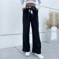 Womens Lace-Up Commuter-Style Wide-Leg Pants