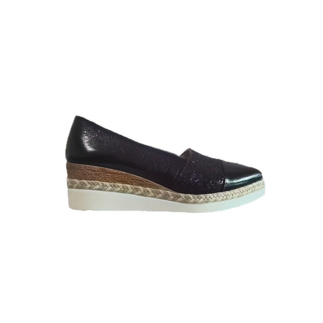 Pointed-toe Sequined Wedge Espadrille-soled Platform Slip-on Shoes