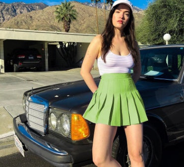 Europe and the United States foreign trade summer new sexy fluorescent color pleated skirt skirt female one generation