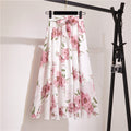 Chiffon Floral High Waist Big Swing Bohemian Travel Holiday Skirt