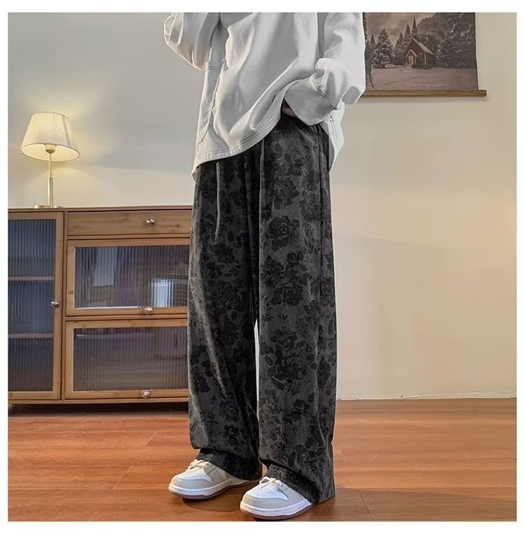Corduroy Slim-fit Edgy Yet Stylish Loose-fitting Vintage Wide-leg Mens Trousers