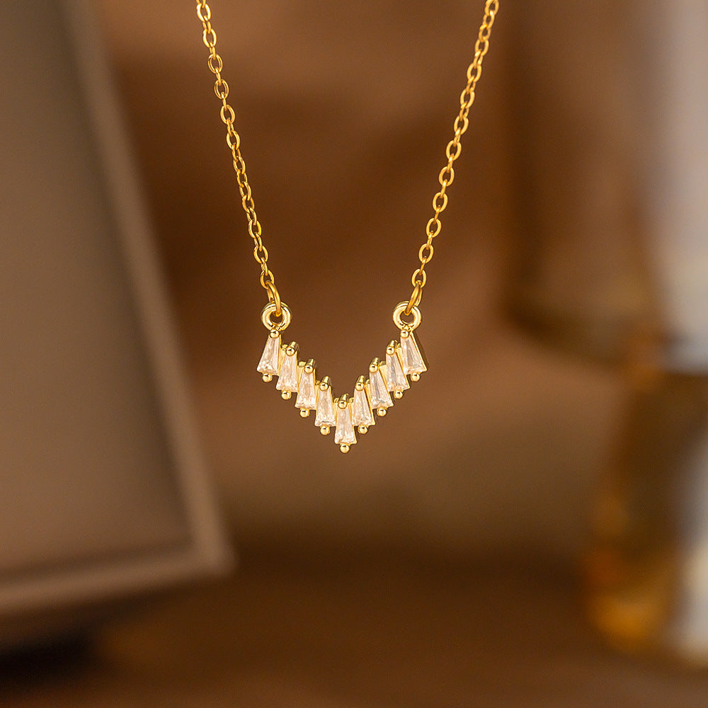 Fashionable Minimalist Internet-celebrity-style Versatile Single-diamond Pendant Necklace
