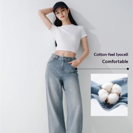 Wide-leg Pants Womens Cool-feel Lyocell Pants Blue Womens Pants