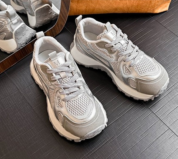 Women's Thick Bottom Elevated Dad Shoes, New 2026 Spring Style, Mesh Breathable Casual Sneakers, Fashion Versatile Running Shoes