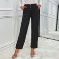 Commuter Buttoned Cropped Flared Pants Wide-leg Womens Straight-leg