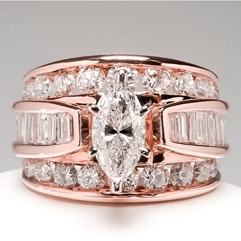 Copper Inlaid With Zircon Ladies Ring