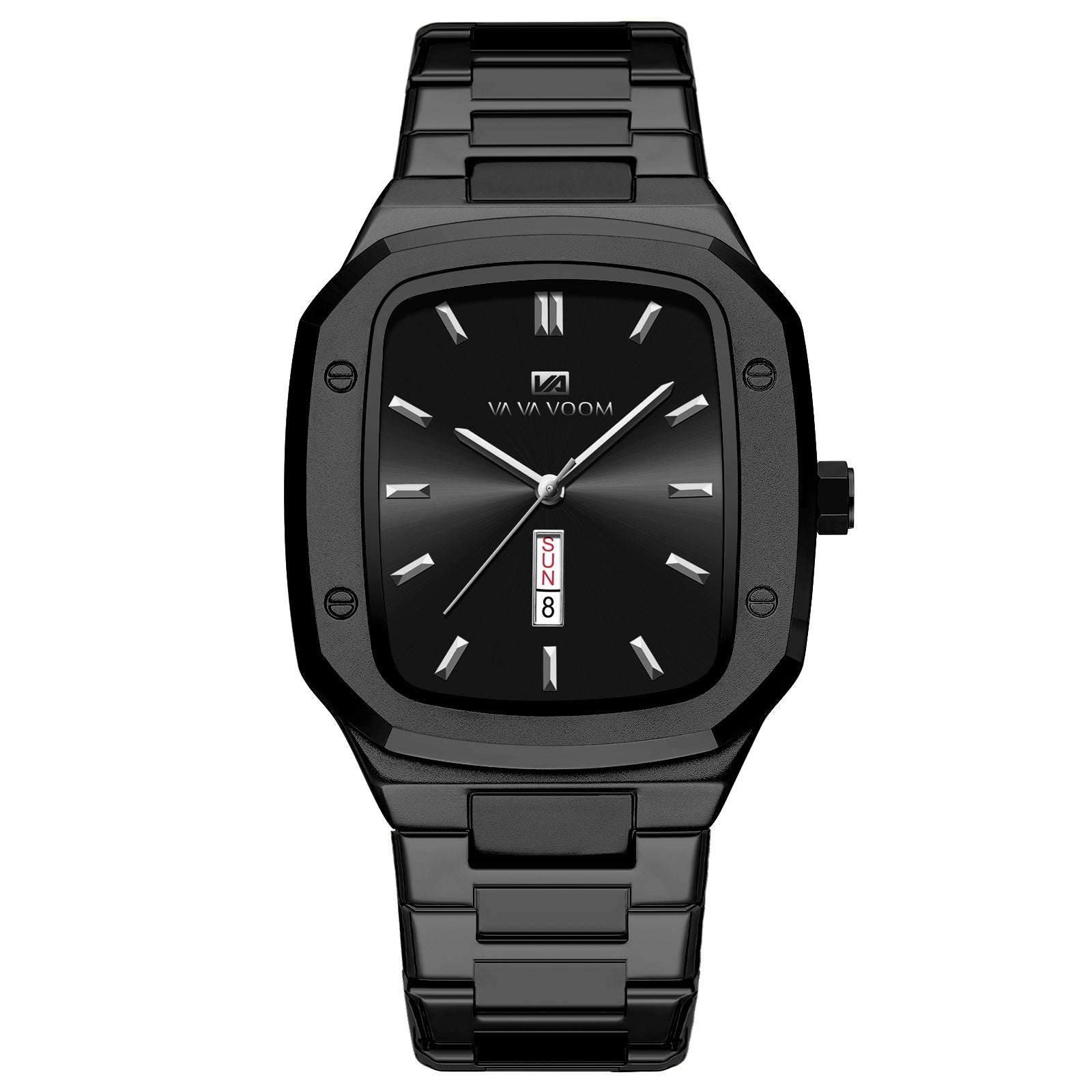 Business Rectangular Creative Dual-Date Steel-Strap Mens Watch