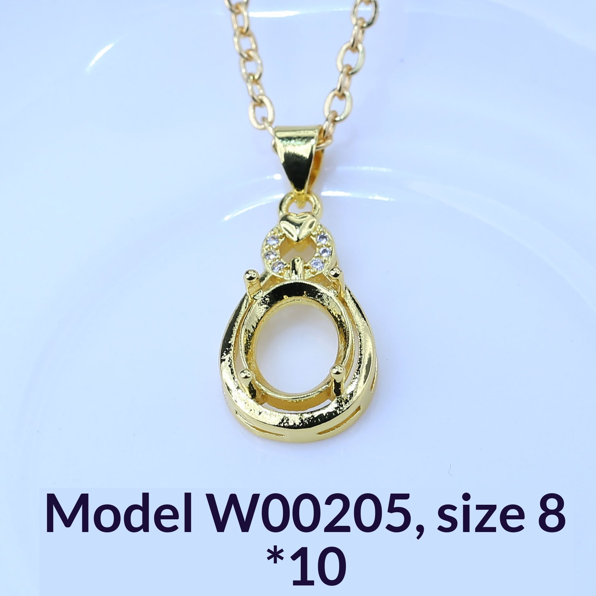 Golden-framed Inlaid Pendant Round Necklace