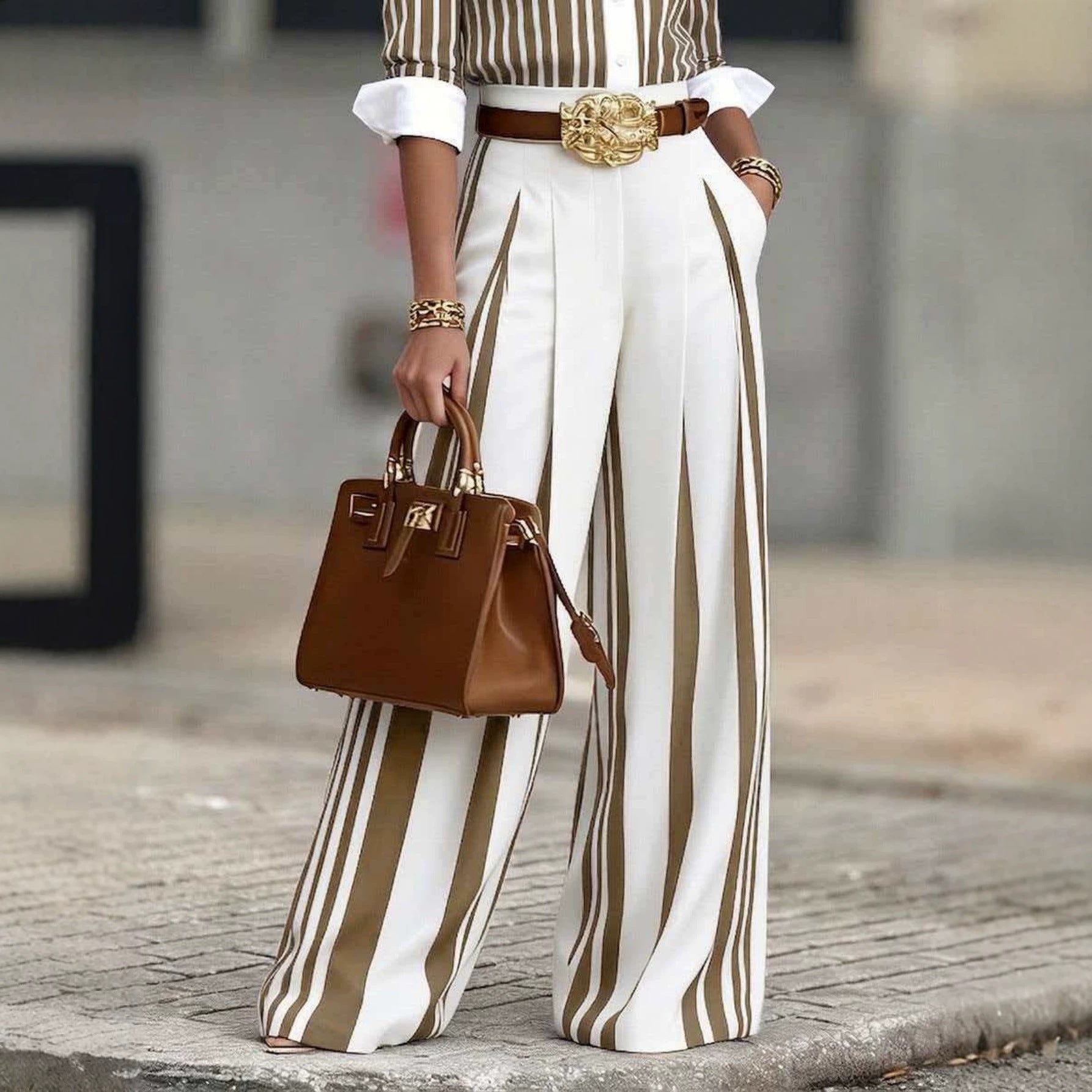 European And American Spring Polyester Fiber Straight-Leg Trousers