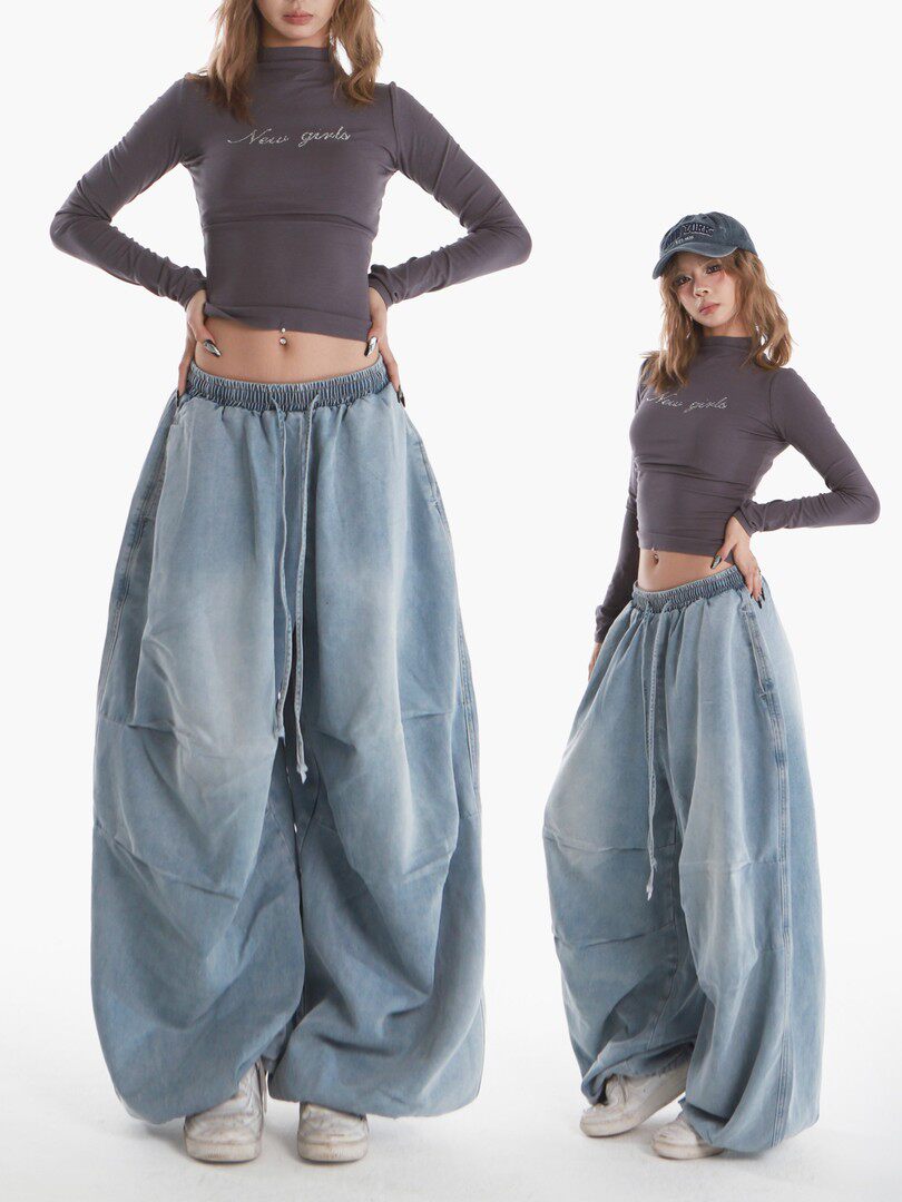 Simple Versatile Loose-fitting Wide-leg Jeans