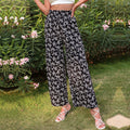 Printed High-waisted Flared Pants With A Slit Women's