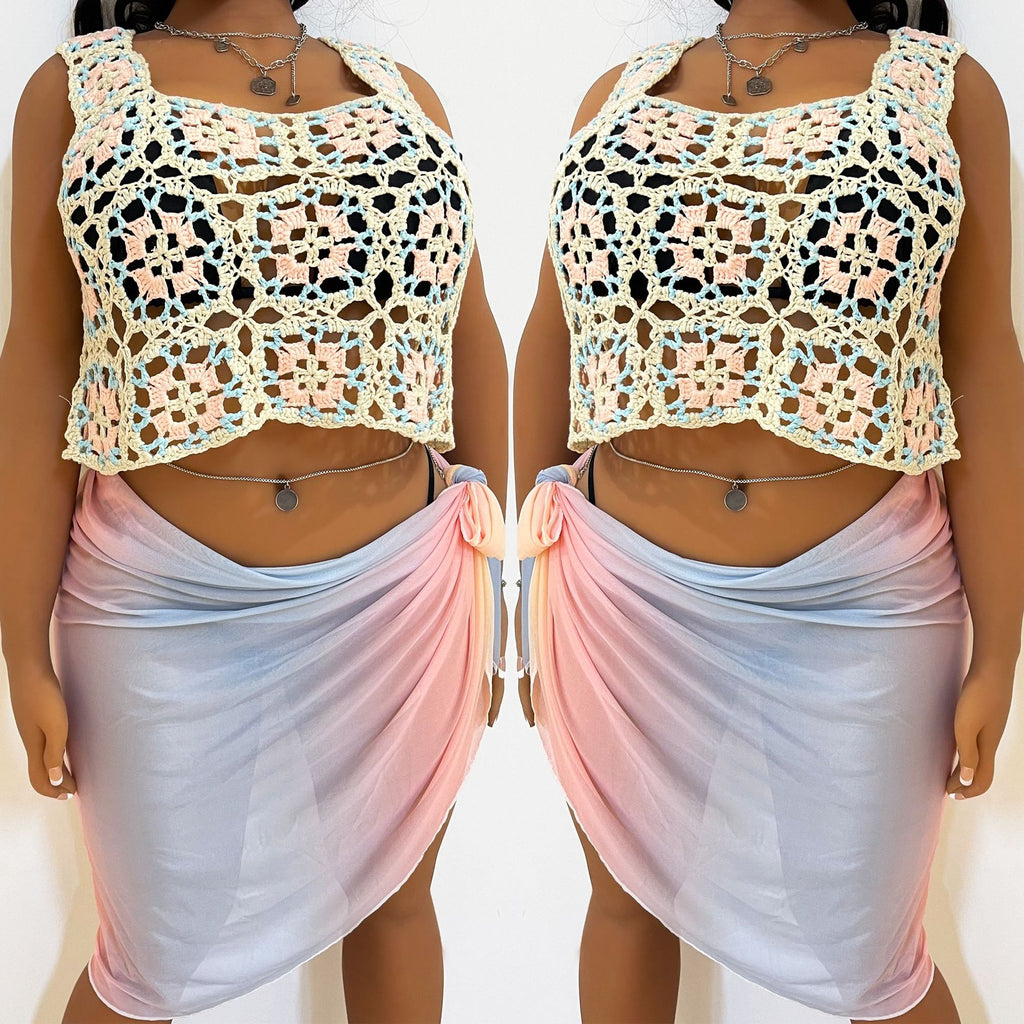 Cross-border Plus-size Ethnic Style Hand-cropped Short Halter Top