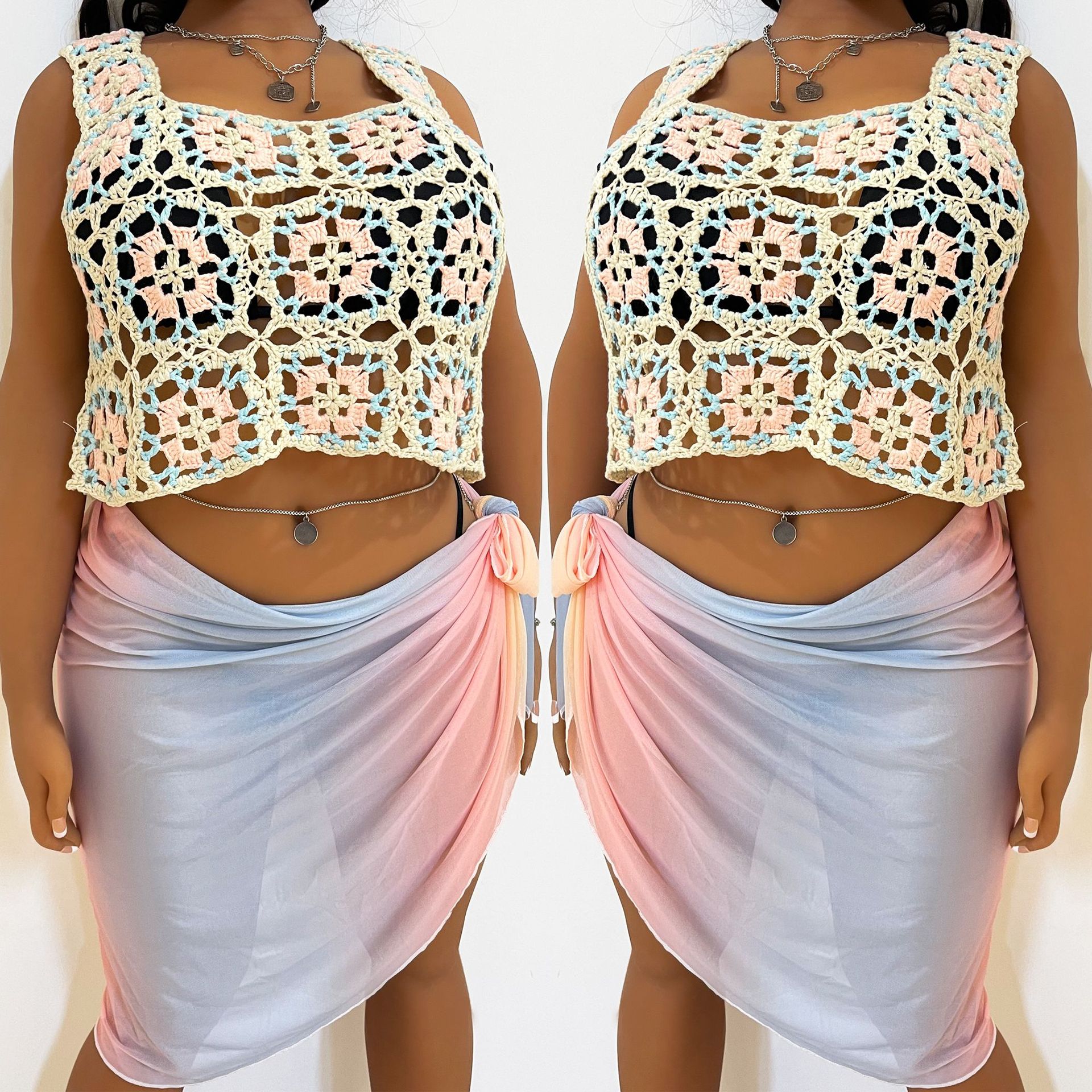 Cross-border Plus-size Ethnic Style Hand-cropped Short Halter Top