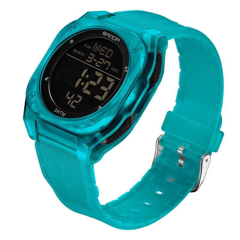Sandar Best-selling Transparent Electronic Watch With A Large Square Single-display Dial