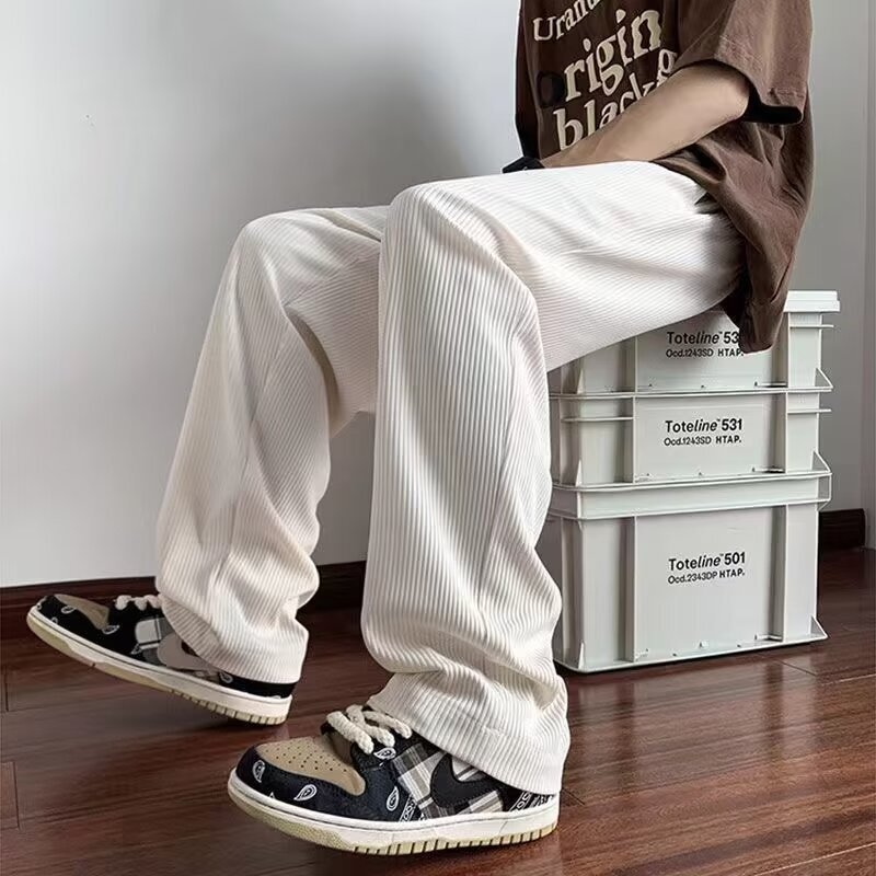 Draped Brown Ice-silk Pants For Men Summer Thin Style