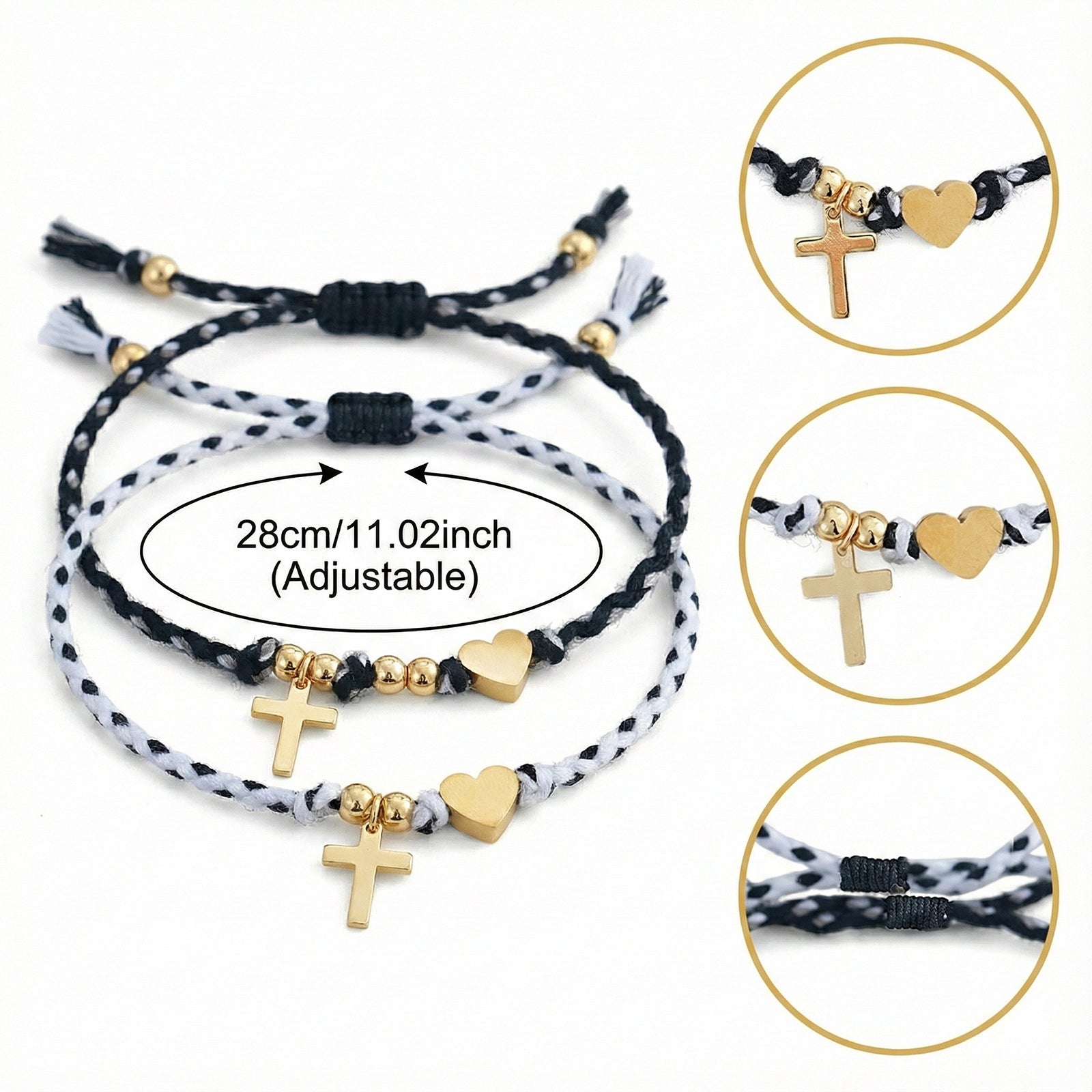 Love Cross Braided Rope Bracelet