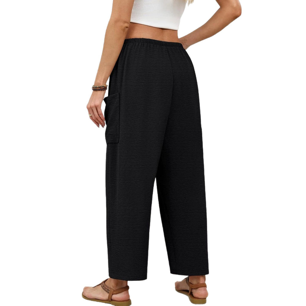 Women's Linen Pants With Belt And Pockets