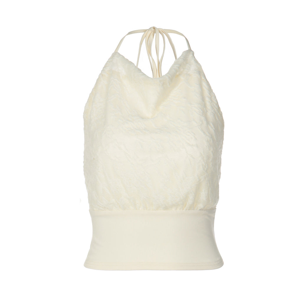 Sexy Lace Patchwork Backless Cinched Waist Lace Up Camisole