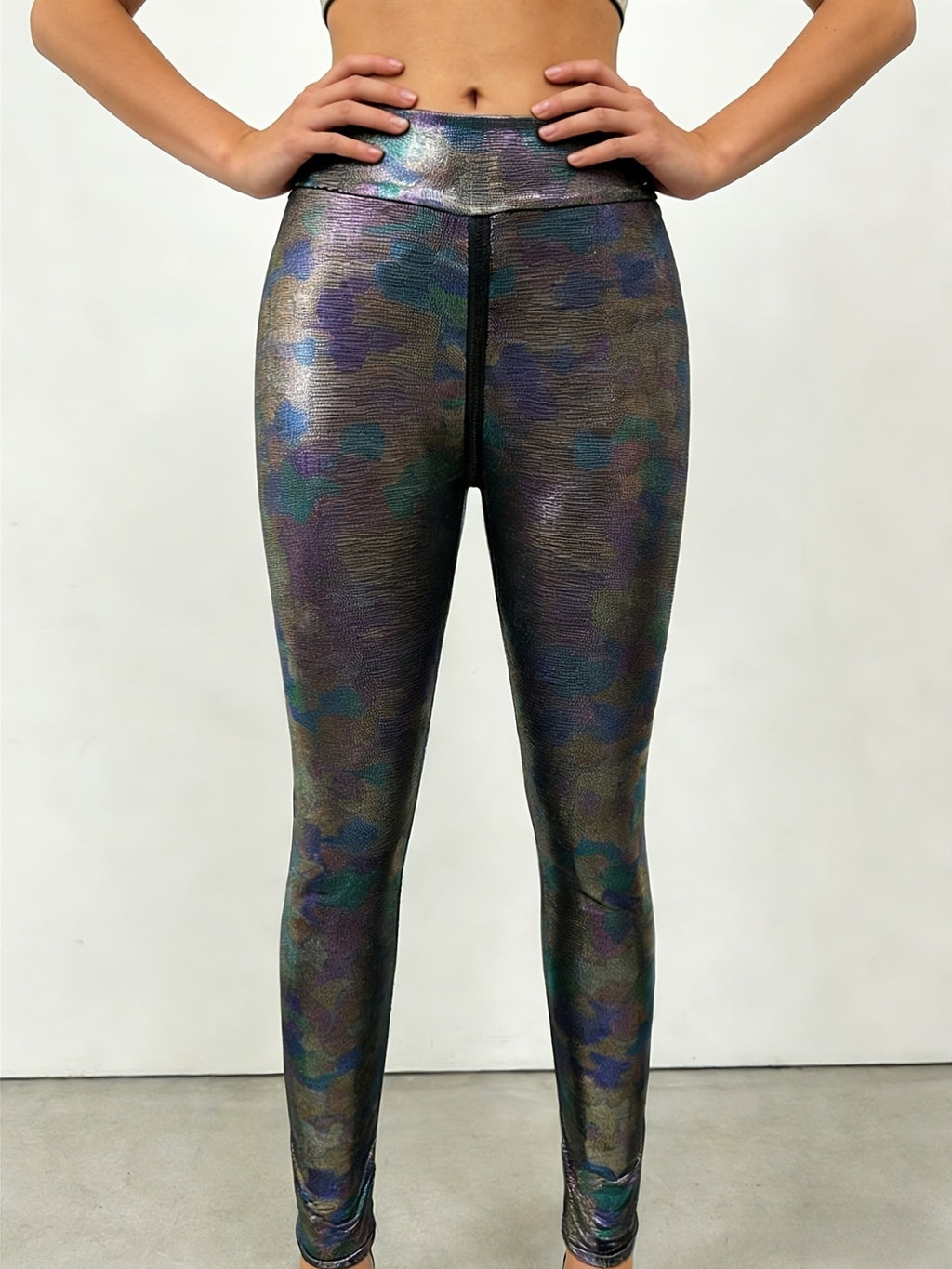 Mirror-effect Patent Leather Zip-fly Bottoming Leggings