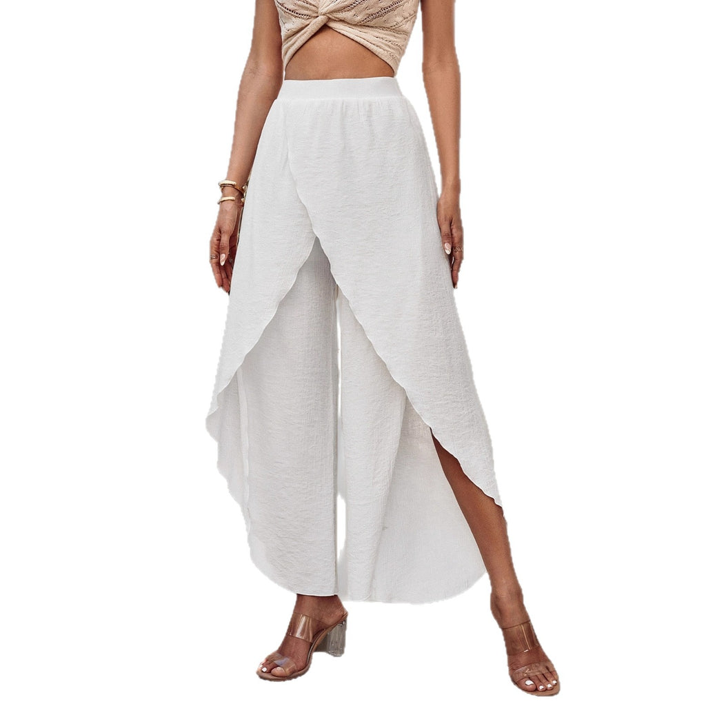 Patchwork Loose Irregular Wide-leg Casual Pants Womens