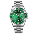 Magnifying Glass Calendar Mens Watch With A Steel Strap