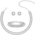 Diamond-Encrusted Sparkling Fashionable Office Lady Full-Covered Diamond Light-Luxury Necklace Set