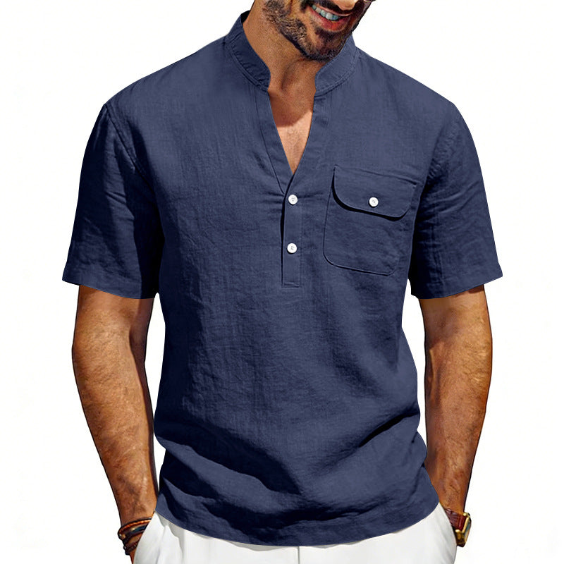 Men's Solid Color Linen T-shirt