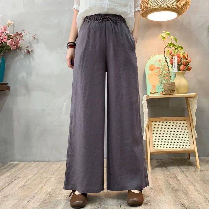 Women's Cotton-Linen High-Waist Loose Pants